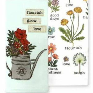 2 Pack Kitchen Hand Towels Set Floral Flowers NWT